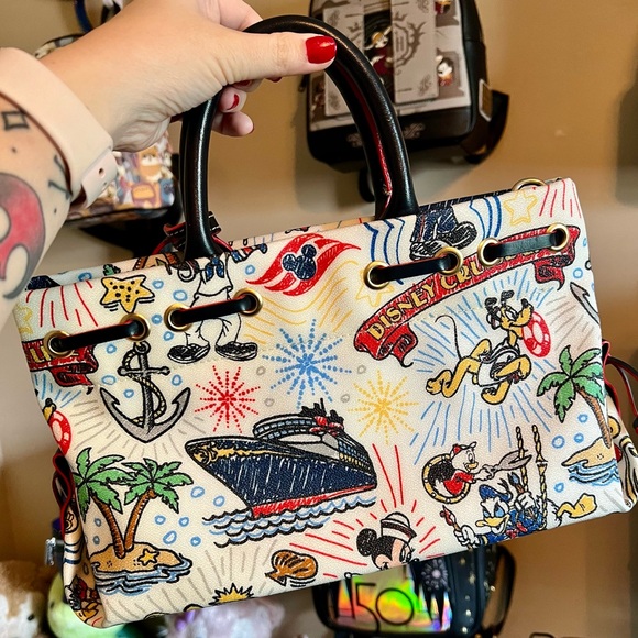 SOLD Disney Dooney & Bourke Cruise Line Sketch Tassel Tote - Picture 2 of 8